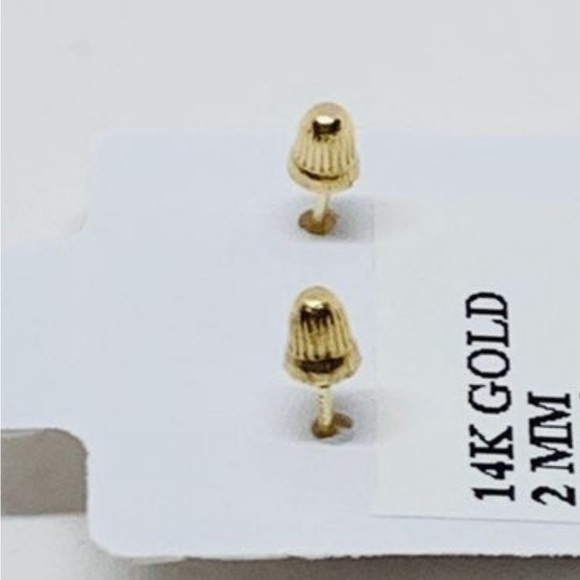 Real 14k Gold Earrings 2mm Tiny baby girl Screwback Women - aretes en oro